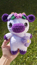 Peluche vache fleurs au crochet