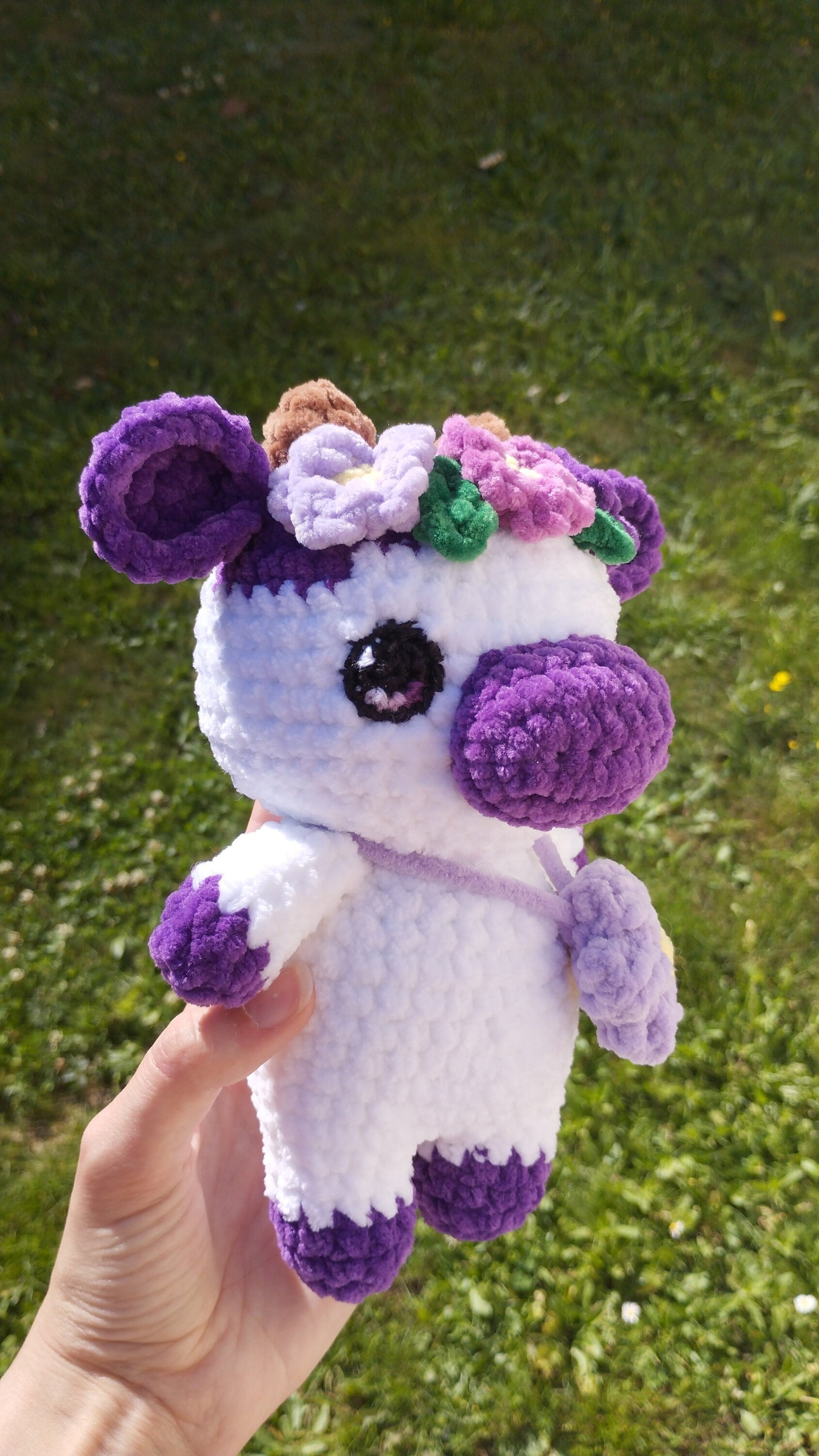 Peluche vache fleurs au crochet